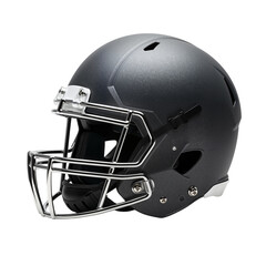 Fototapeta premium A modern black football helmet with a metal faceguard, essential safety equipment for players for sports blogs and team promotions. Transparent Background, Cutout