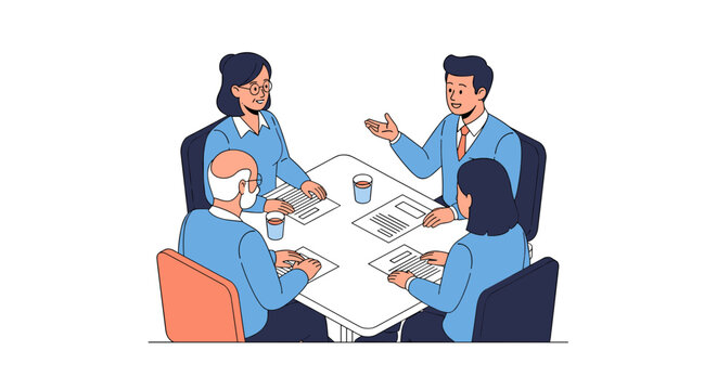 Diverse business team collaborating effectively in a modern office meeting room discussing project strategy