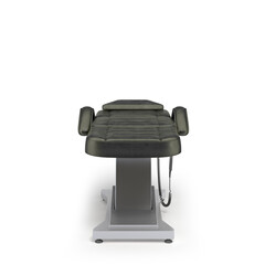 new black leather cosmetology chair with adjustable positions front view 3d render on white