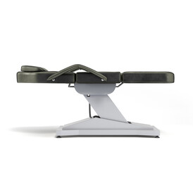 new black leather cosmetology chair with adjustable positions right view 3d render on white