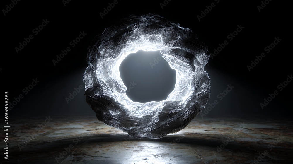 Poster abstract glowing portal on a dark background, a mesmerizing gateway to another dimension, inviting e