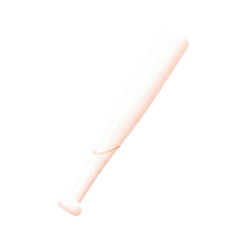 creamy white baseball bat a 3d model for game design, sports, and nostalgia, isolated on transparent background