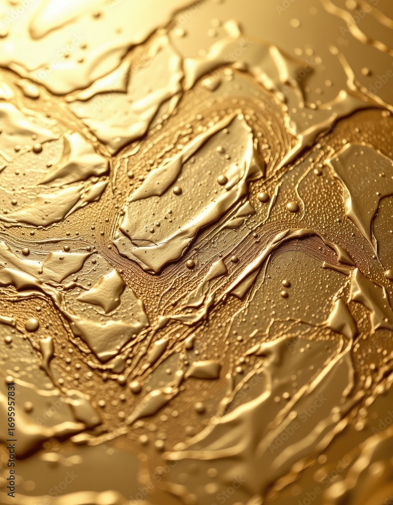 Aufkleber textured golden surface with fluid patterns and glossy finish for abstract background design