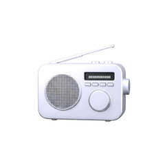 Fototapeta premium silver portable radio 3d model retro nostalgia meets modern design for ui mockups, isolated on transparent background