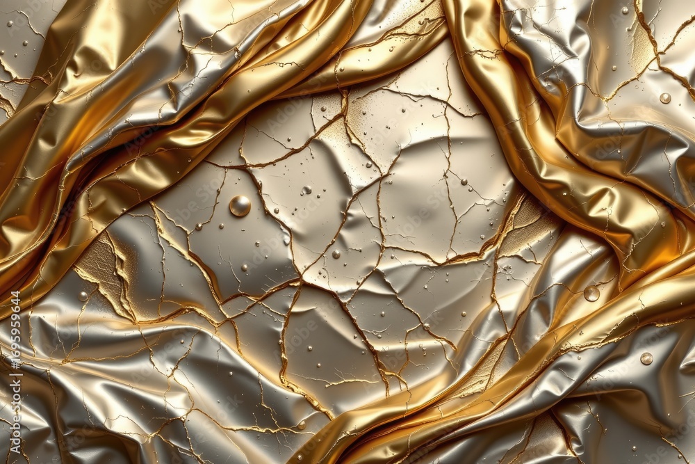 Poster elegant gold texture with wrinkles and cracks for luxury design and background use