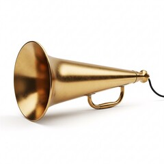 A vintage metallic megaphone with a tarnished surface,