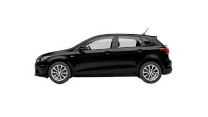 black car isolated on white. side view of white hatchback car isolated on transparent background