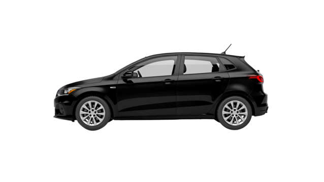black car isolated on white. side view of white hatchback car isolated on transparent background