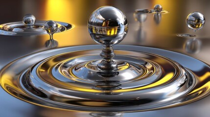 Liquid Metal Ripples: Chrome Sphere Abstract Art Design