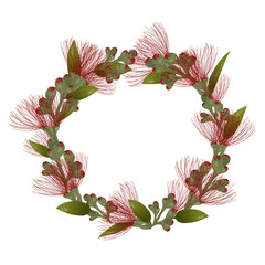 Wreath Pohutukawa Flowers. New Zealand Christmas Tree