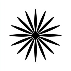 Obraz premium Black, symmetrical, radiating flower-like design on a white background