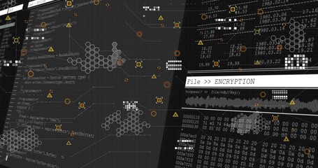 Displaying File  ENCRYPTION interface on console with UI and data flows, waveform and file path