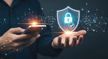 Digital security concept unlock protection data shield network technology protection secure access