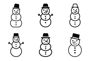 set of funny cartoon snowman