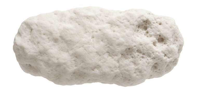 Calcium carbonate rock specimen, white and chalky with a porous texture