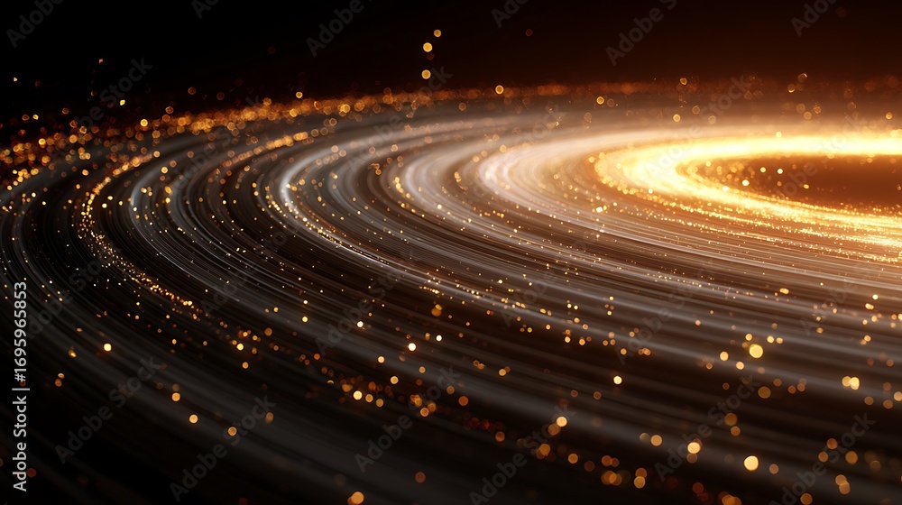 Poster abstract galaxy of golden particles, creating a mesmerizing and captivating visual effect, perfect f