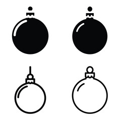 Christmas bell vector icon set, black color and white background.