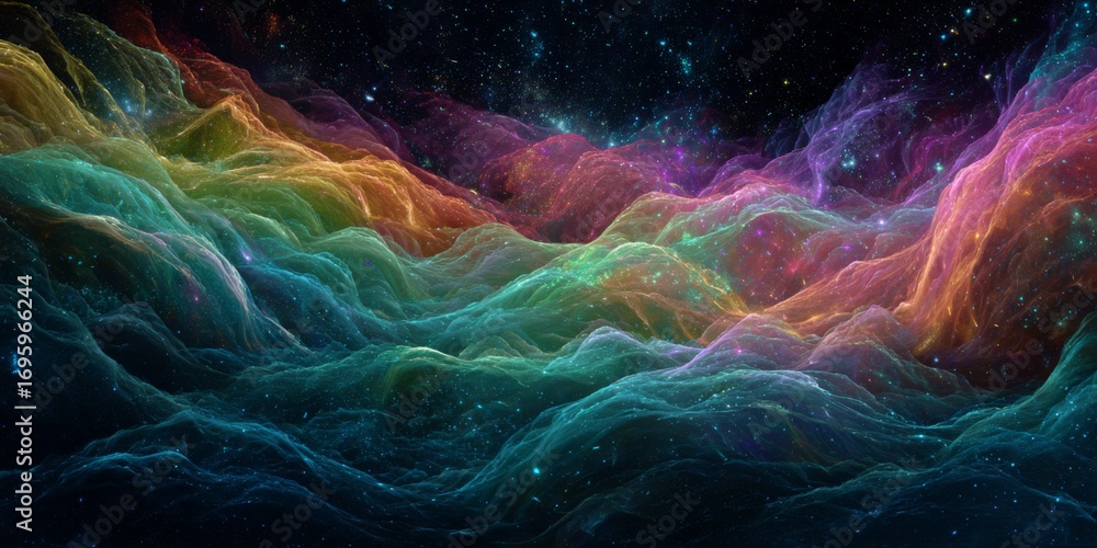 Aufkleber vibrant abstract swirls of color in deep space inspired background for art and design projects
