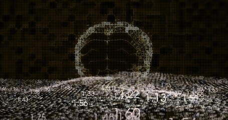 Displaying floating numeric values over undulating 3D grid in data hub, with wireframe dome