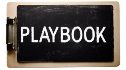 Playbook written on a chalkboard.