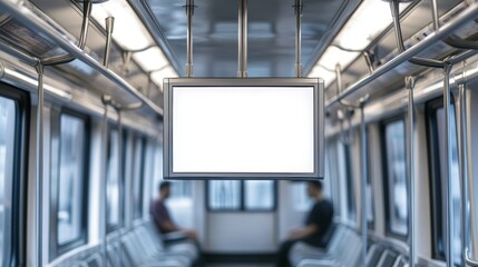 Close up blank information board on modern train carriage