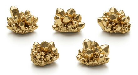 Obraz premium Golden Crystal Cluster on White Background