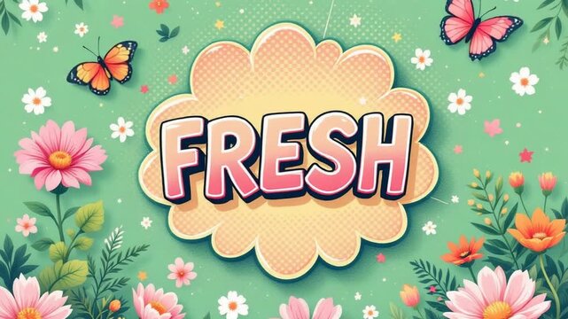 Vibrant butterflies dance among blooming flowers, celebrating the invigorating essence of freshness in a lively, colorful springtime scene, perfect for seasonal campaigns.