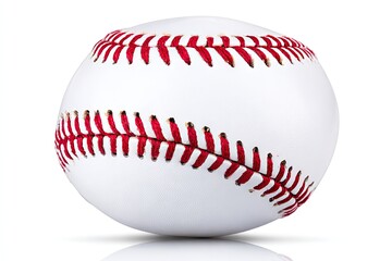 Close-up of a white baseball with red stitching (1)