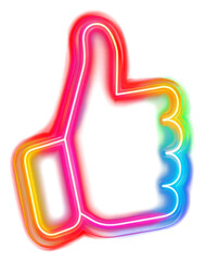 Obraz premium PNG Thumbs up neon light disk.