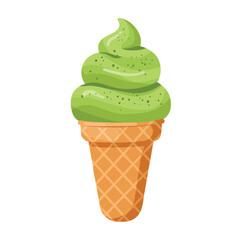 Sweet ice cream cone with matcha and delicious summer