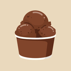 A simple and delicious vintage vector illustration of a tasty chocolate dessert with a cherry on top