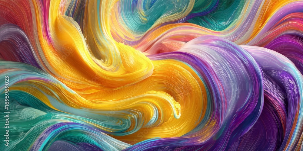 Poster vibrant abstract swirls of colorful paint blending together in a stunning artistic display of fluid 