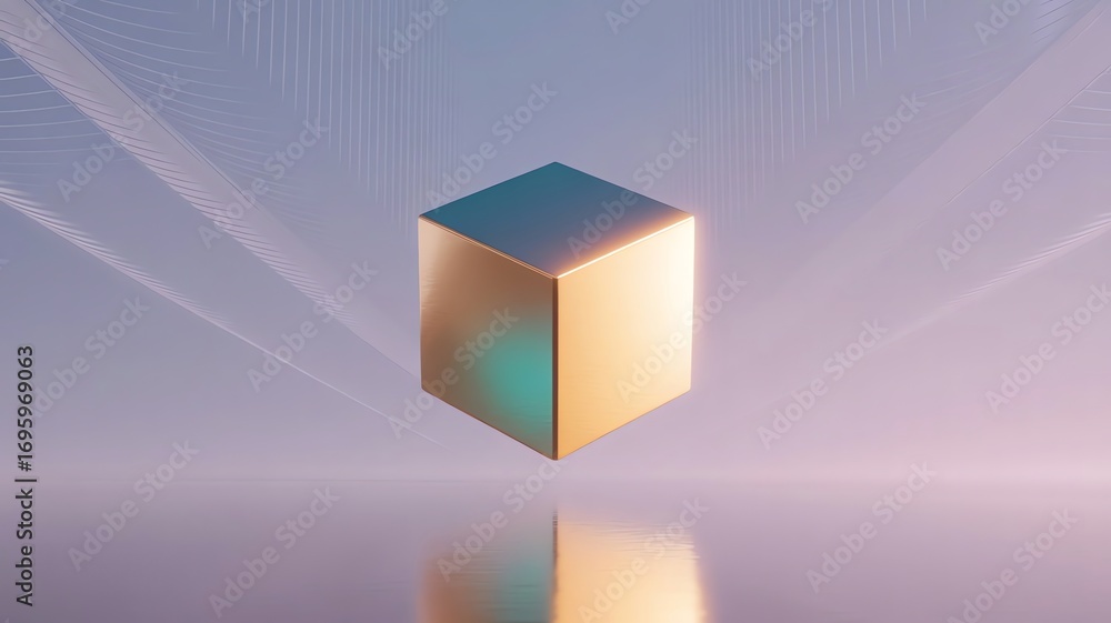 Poster golden cube with transparent background