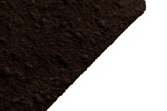 Dark soil texture on transparent background covering half the image diagonally