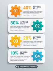 Gear Infographic Template with Percentage Data Options for Business and Process Presentation