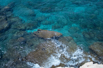 Obraz premium Scenic Rocky Shore and Clear Blue Sea in Ayia Napa, Cyprus