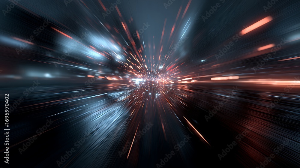 Poster abstract light speed background with motion blur, creating a sense of velocity and energy for a dyna