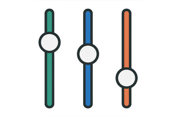 Colorful UI adjustment sliders graphic, isolated on a transparent background