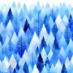Fototapeta premium Abstract winter forest with blue and white trees