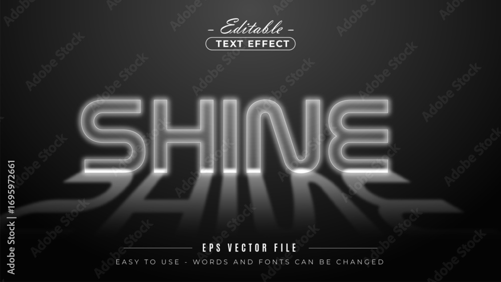 Poster shine and shadow text effect, editable text effect.