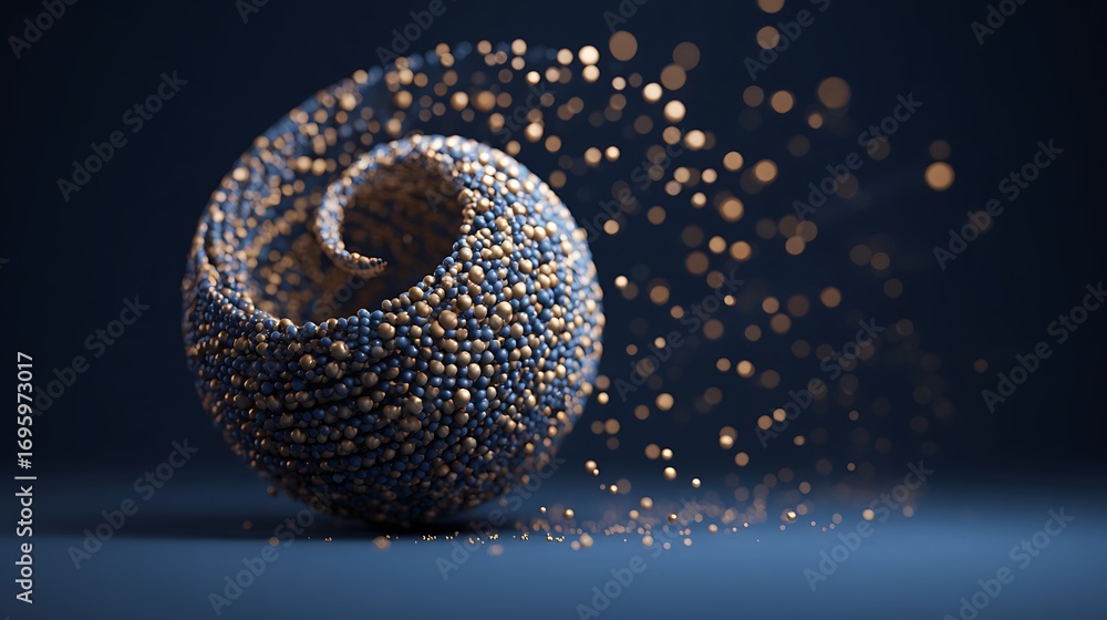 Fototapete a captivating 3d render of a swirling sphere composed of tiny particles, creating a mesmerizing and 