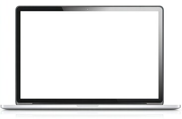 Laptop with blank screen, gray and silver