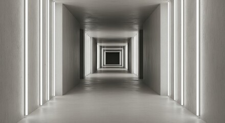 Fototapeta premium Modern Architectural Corridor with Illuminated Walls