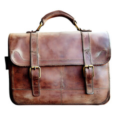 Vintage Leather Briefcase with Dual Buckle Straps