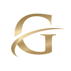 Golden Swooshing letter G Logo with Swoosh Graphic