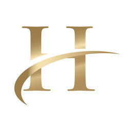 Golden Swooshing letter H Logo with Swoosh Graphic
