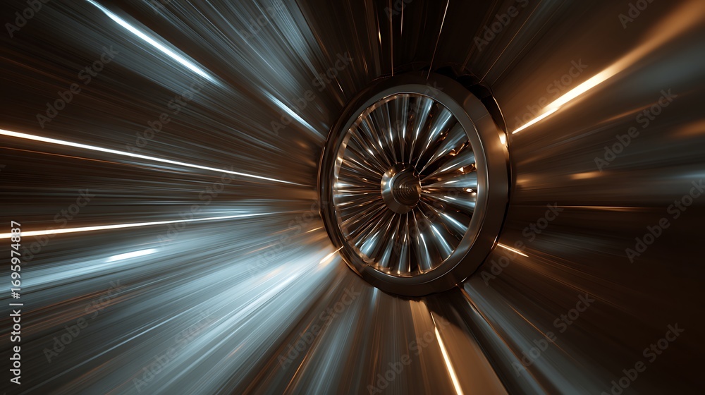 Poster abstract tunnel with glowing lights, creating a sense of speed and motion in a futuristic, hightech 