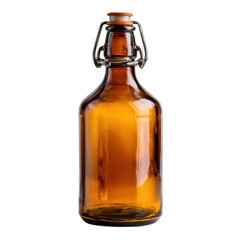 Amber Glass Bottle with Swing Top, isolated [Transparent Background PNG].