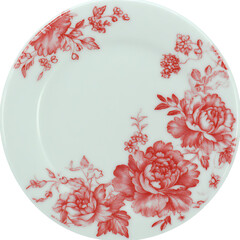 Elegant White Plate with Red Floral Design