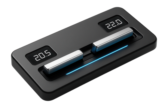 Dual-zone climate control panel with separate temperature sliders